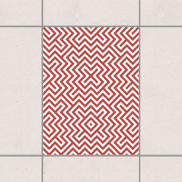 Sticker pour carrelage - Red Geometric Stripe Pattern