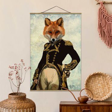 Tableau en tissu avec porte-affiche - Animal Portrait - Fox Admiral