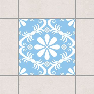 Sticker pour carrelage - Flower Design Light Blue