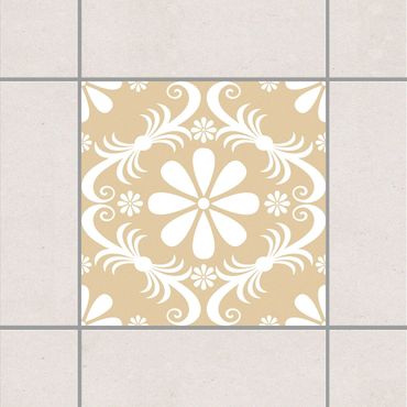 Sticker pour carrelage - Floral Light Brown