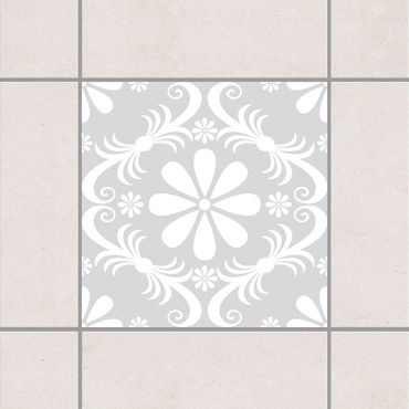 Sticker pour carrelage - Flower Design Light Grey