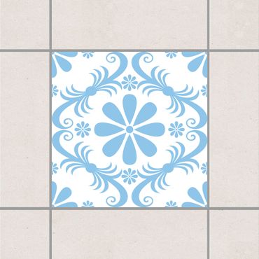Sticker pour carrelage - Flower Design White Light Blue