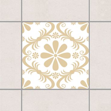 Sticker pour carrelage - Flower Design White Light Brown