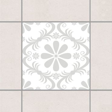 Sticker pour carrelage - Flower Design White Light Grey