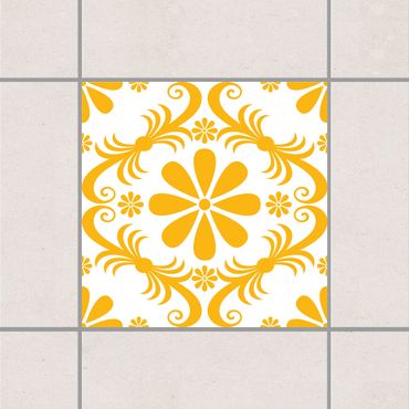 Sticker pour carrelage - White Floral Melon Yellow