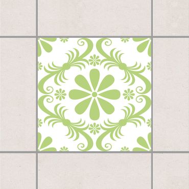 Sticker pour carrelage - Flower Design White Spring Green