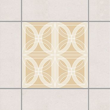 Sticker pour carrelage - Circular Tile Design Light Brown