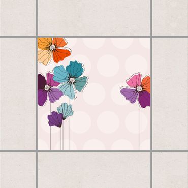 Sticker pour carrelage - Poppies In Pastel