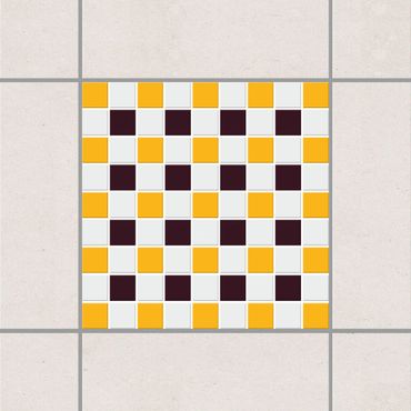 Sticker pour carrelage - Mosaic Tiles Aubergine Melon Yellow