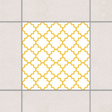Sticker pour carrelage - Traditional Quatrefoil White Melon Yellow
