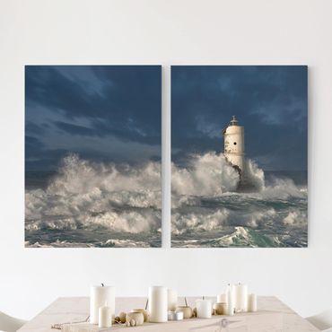 Impression sur toile 2 parties - Lighthouse On Sardinia