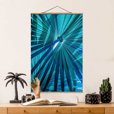 Tableau en tissu avec porte-affiche - Tropical Plants Palm Leaf In Turquoise