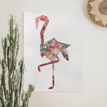 Impression sur toile - Origami Flamingo
