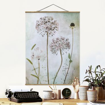 Tableau en tissu avec porte-affiche - Allium flowers in pastel