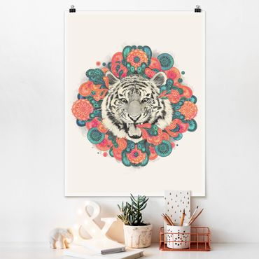 Poster - Illustration Tiger Drawing Mandala Paisley