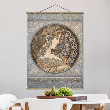 Tableau en tissu avec porte-affiche - Alfons Mucha - Synthia