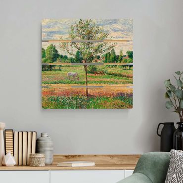 Impression sur bois - Camille Pissarro - Meadow with Grey Horse, Eragny