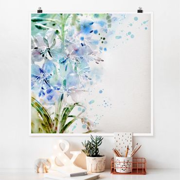 Poster - Watercolour Flowers Lilies