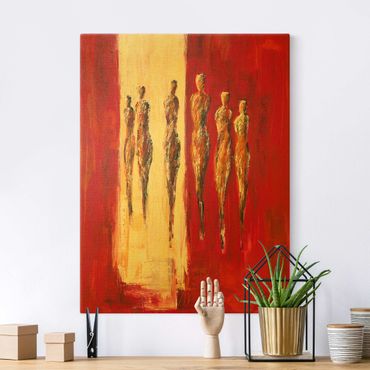 Tableau sur toile or - Six Figures In Red