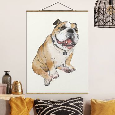 Tableau en tissu avec porte-affiche - Illustration Dog Bulldog Painting