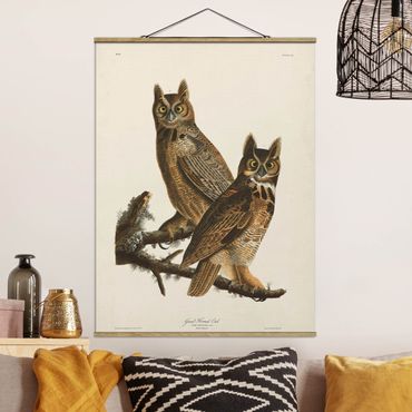 Tableau en tissu avec porte-affiche - Vintage Board Two Large Owls
