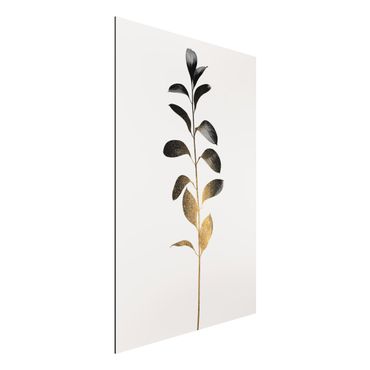 Tableau en alu Dibond - Graphical Plant World - Gold And Grey