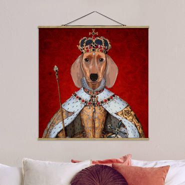 Tableau en tissu avec porte-affiche - Animal Portrait - Dachshund Queen