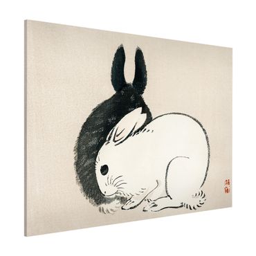 Tableau magnétique - Asian Vintage Drawing Two Bunnies