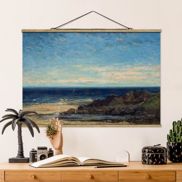 Tableau en tissu avec porte-affiche - Gustave Courbet - The Sea - Blue Sea, Blue Sky