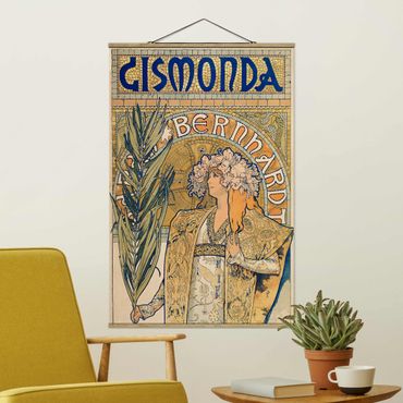 Tableau en tissu avec porte-affiche - Alfons Mucha - Poster For The Play Gismonda