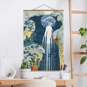 Tableau en tissu avec porte-affiche - Katsushika Hokusai - The Waterfall of Amida behind the Kiso Road