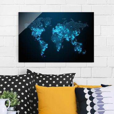Tableau en verre - Connected World World Map