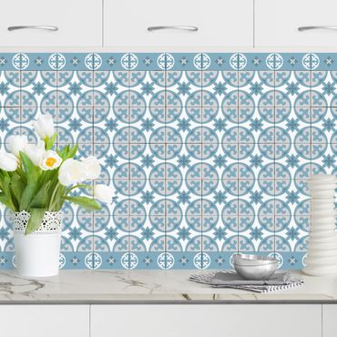 Revêtement mural cuisine - Geometrical Tile Mix Circles Blue Grey