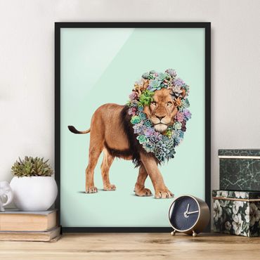 Poster encadré - Lion With Succulents
