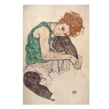 Tableau sur toile - Egon Schiele - Sitting Woman With A Knee Up