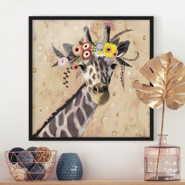 Poster encadré - Klimt Giraffe