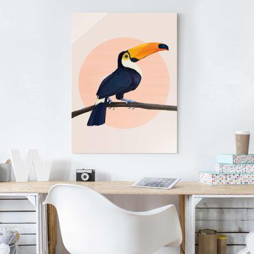Tableau en verre - Illustration Bird Toucan Painting Pastel