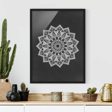 Poster encadré - Mandala Illustration Ornament White Black