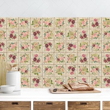 Revêtement mural cuisine - Vintage Roses And Hydrangeas