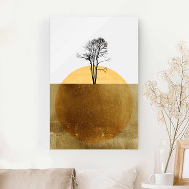 Tableau en verre - Golden Sun With Tree