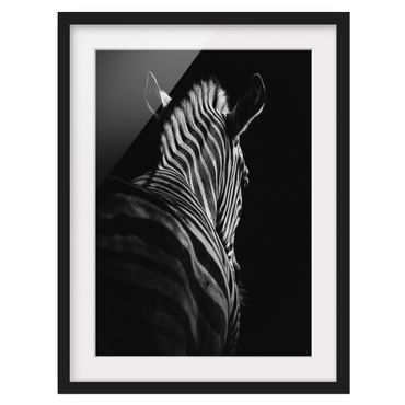 Poster encadré - Dark Zebra Silhouette