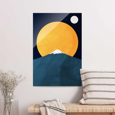 Tableau en verre - Sun, Moon And Mountain