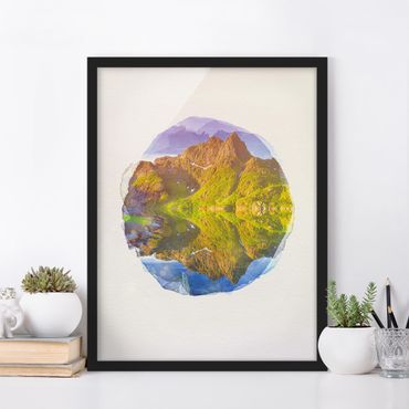 Poster encadré - WaterColours - Mountain Landscape With Water Reflection In Norway
