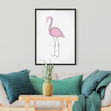 Poster encadré - Flamingo Line Art