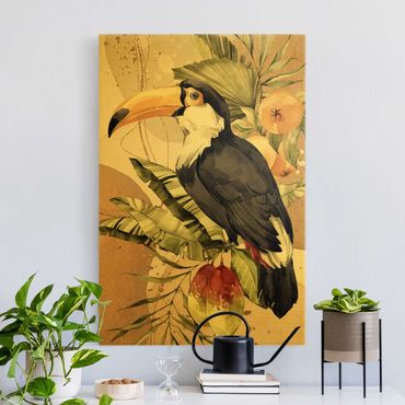 Tableau sur toile or - Tropical Birds - Toucan