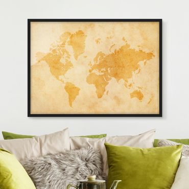 Poster encadré - Vintage World Map