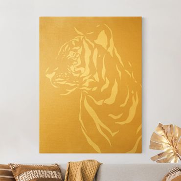Tableau sur toile or - Safari Animals - Portrait Tiger Beige