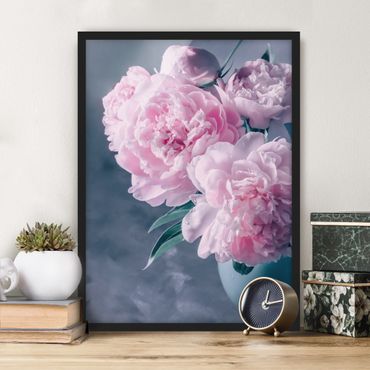 Poster encadré - Vase With Light Pink Peony Shabby