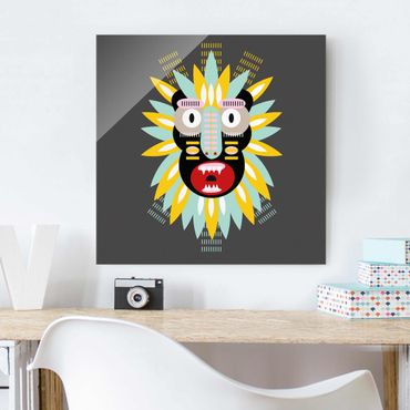 Tableau en verre - Collage Ethnic Mask - King Kong