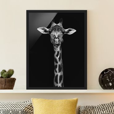 Poster encadré - Dark Giraffe Portrait